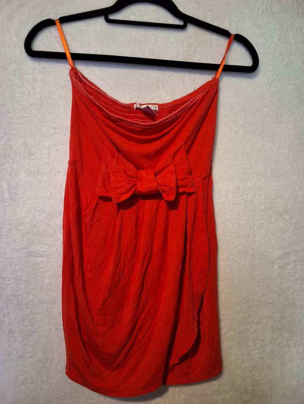 Wet Seal Y2k Orange-Red Strapless Camisole with Front Bow